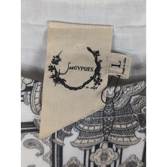 Sea Gypsies Boho Tunic Dress Women’s L White Gray Geometric Short Sleeve NWOT - Picture 5 of 16